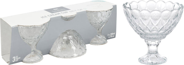 COPPA GELATO VETRO SET 3PZ