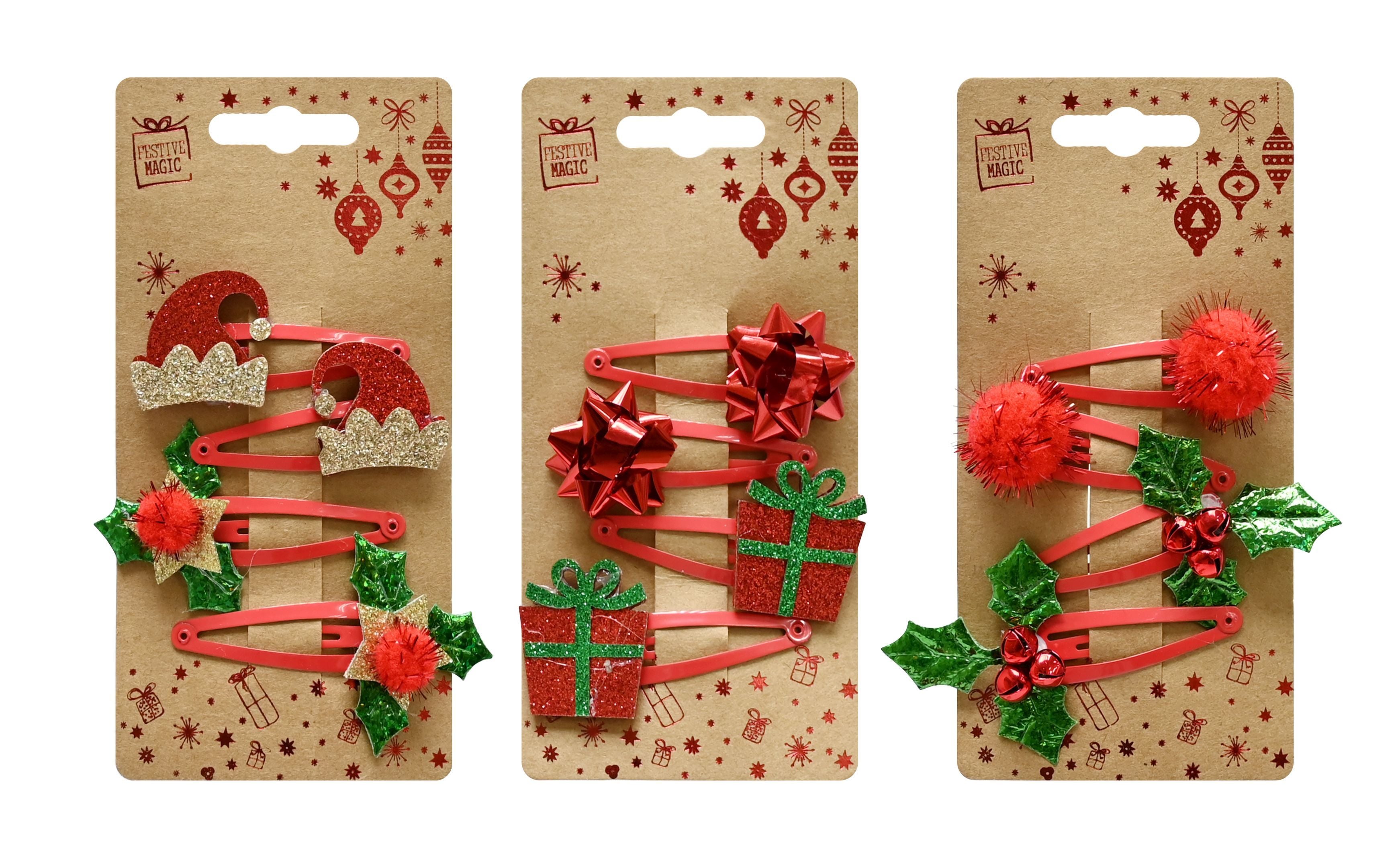 SET 4 CLIP PER CAPELLI XMAS