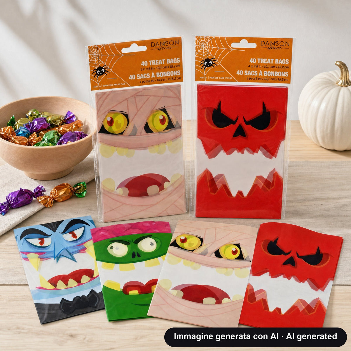 SACCHETTI CARAMELLE MOSTRO 40PZ