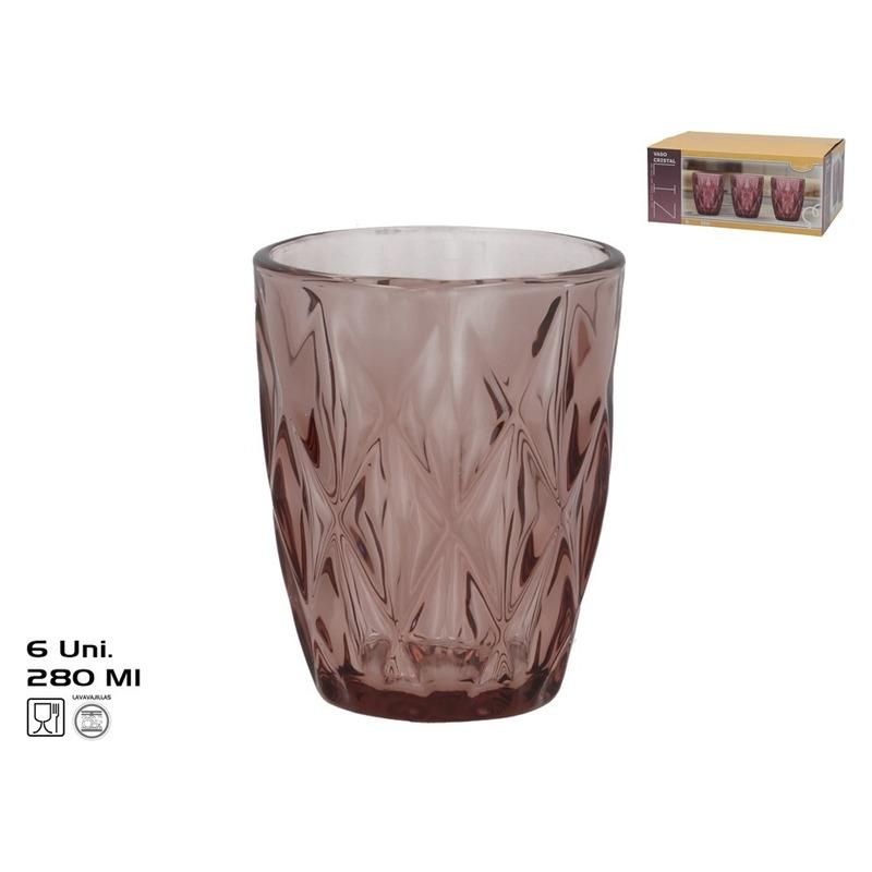 SET 6 BICCHIERI ACQUA DIAMOND 280 ML ROSA