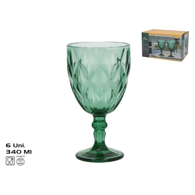 SET 6 CALICI VINO  DIAMOND 340 ML VERDE