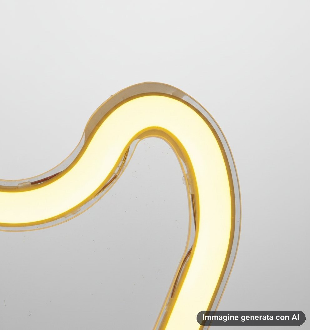 Lampada al neon a forma di testa di unicorno con luce gialla e base tonda
