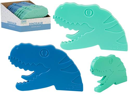 Mattonella refrigerante a forma di dinosauro in blu e verde acqua per raffreddare bevande