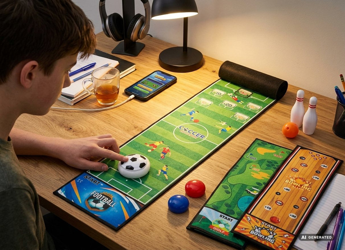 GIOCO SPORTIVO DA TAVOLO CON TAPPETO E ACCESSORI