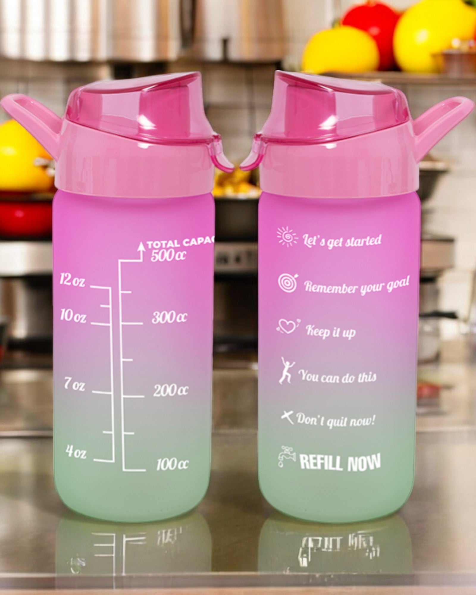 BORRACCIA VETRO ROSA VERDE 500ML