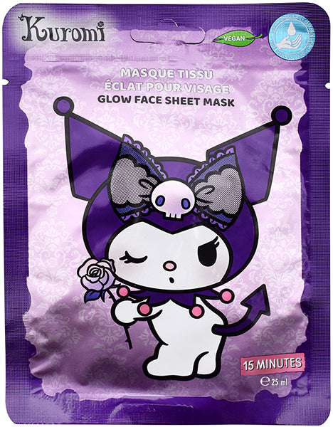 Maschera viso illuminante Kuromi Glow Face, skincare in confezione singola - Willy Be Smart