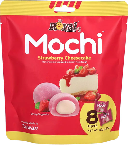 Mochi giapponesi gusto strawberry cheesecake, dolcetti di riso ripieni alla fragola, confezione 120 g - Willy Be Smart