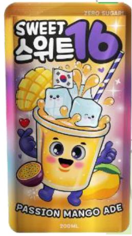 SWEET 16  PASSION MANGO ADE 200 ML.
