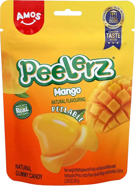 Caramelle gommose AMOS Peelerz gusto mango, confezione 65 g - Willy Be Smart