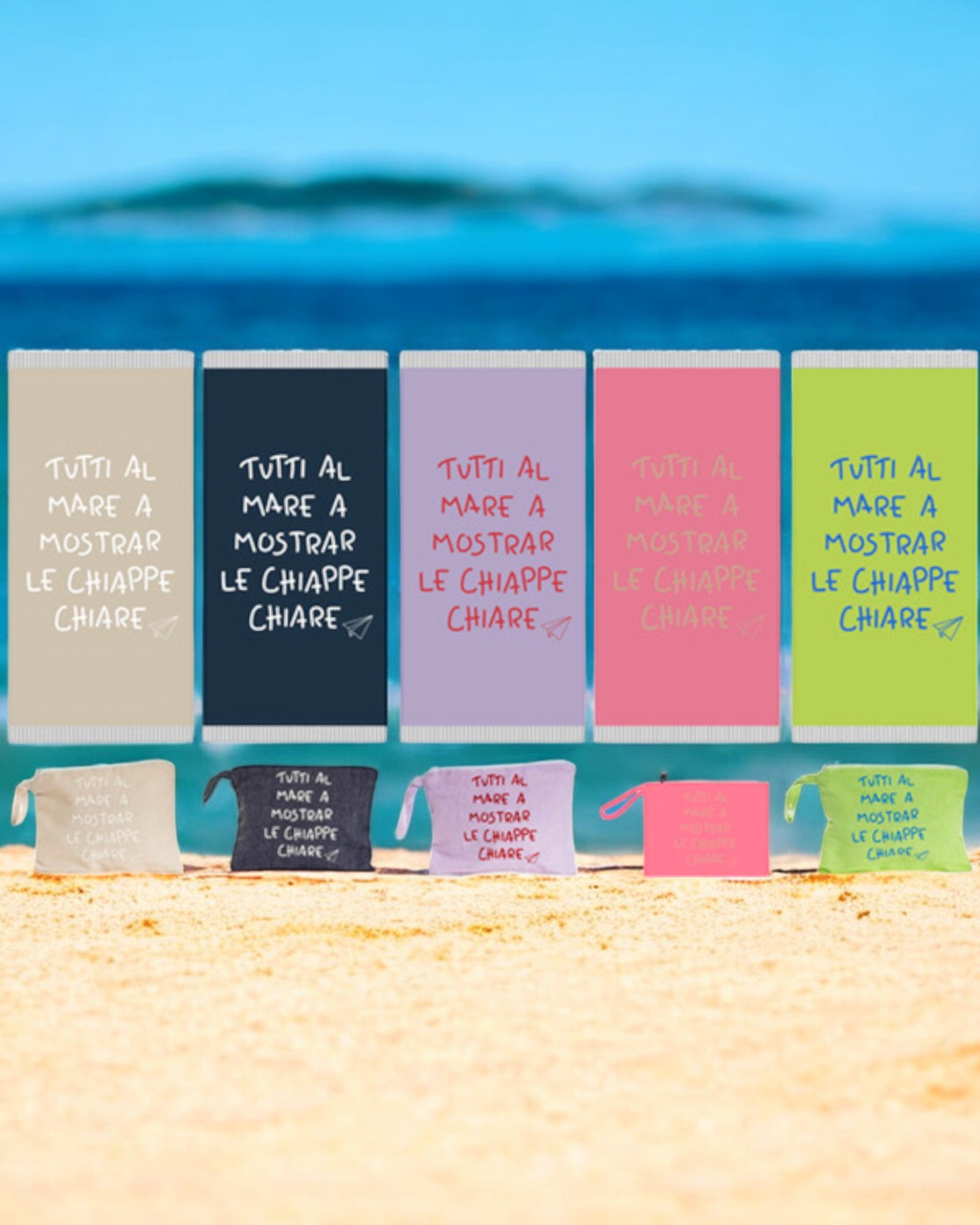 TELO MARE FOUTA CON POCHETTE TUTTI AL MARE