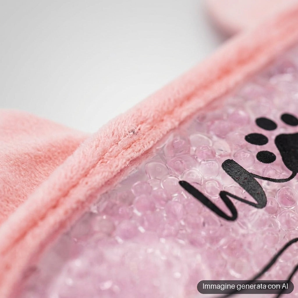 Maschera in gel per occhi rosa con orecchie e baffi da gatto