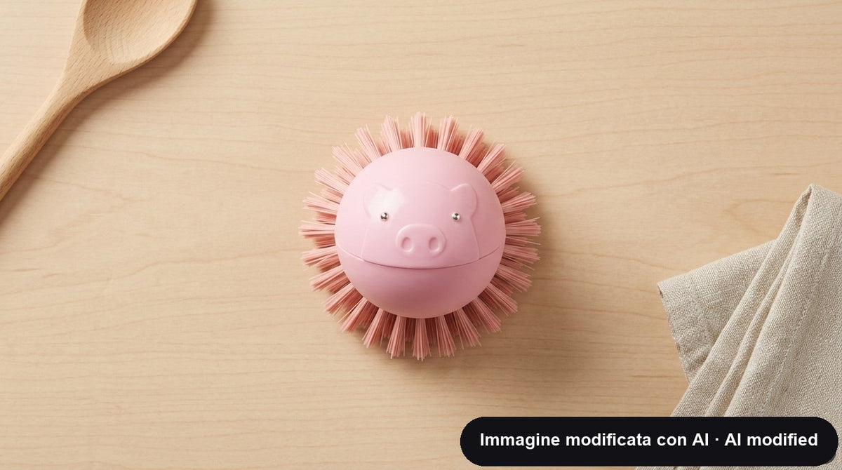 Spazzola per piatti a forma di maialino rosa con setole morbide