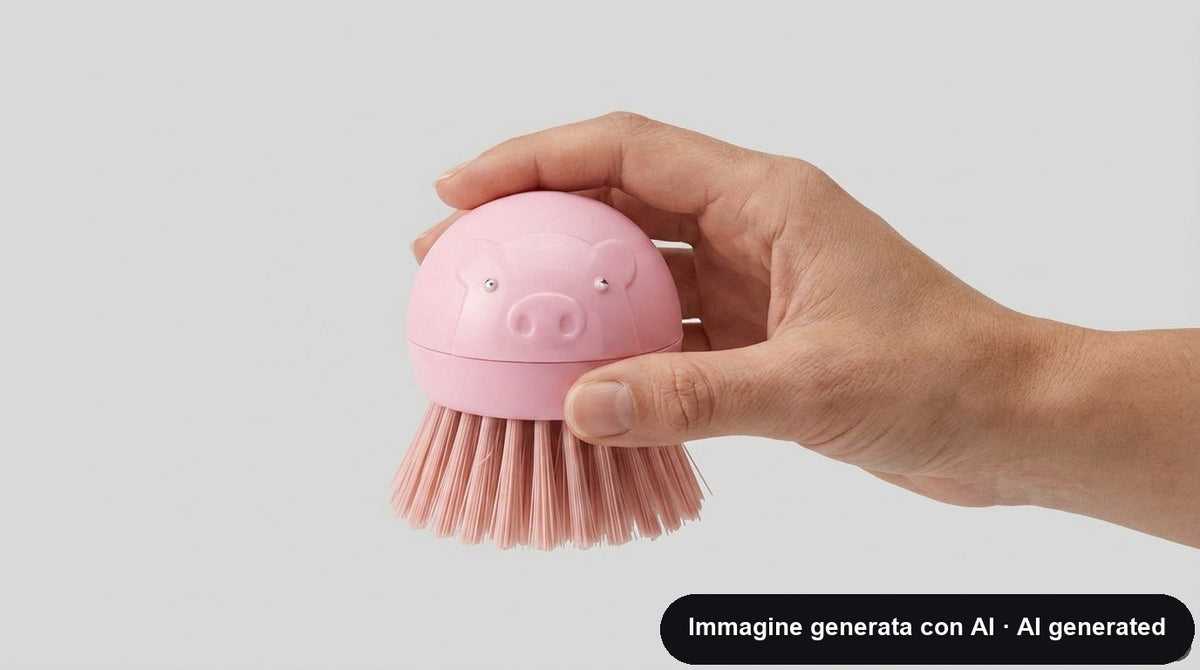 Spazzola per piatti a forma di maialino rosa con setole morbide