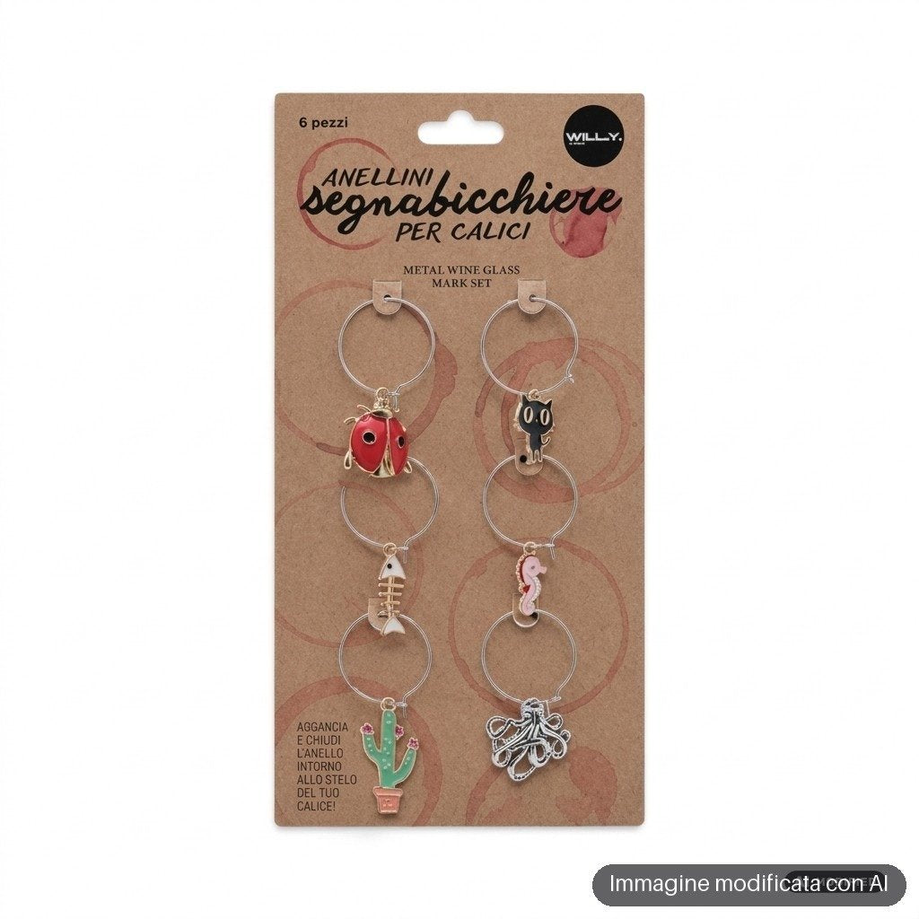 SET 6 SEGNABICCHIERI METALLO