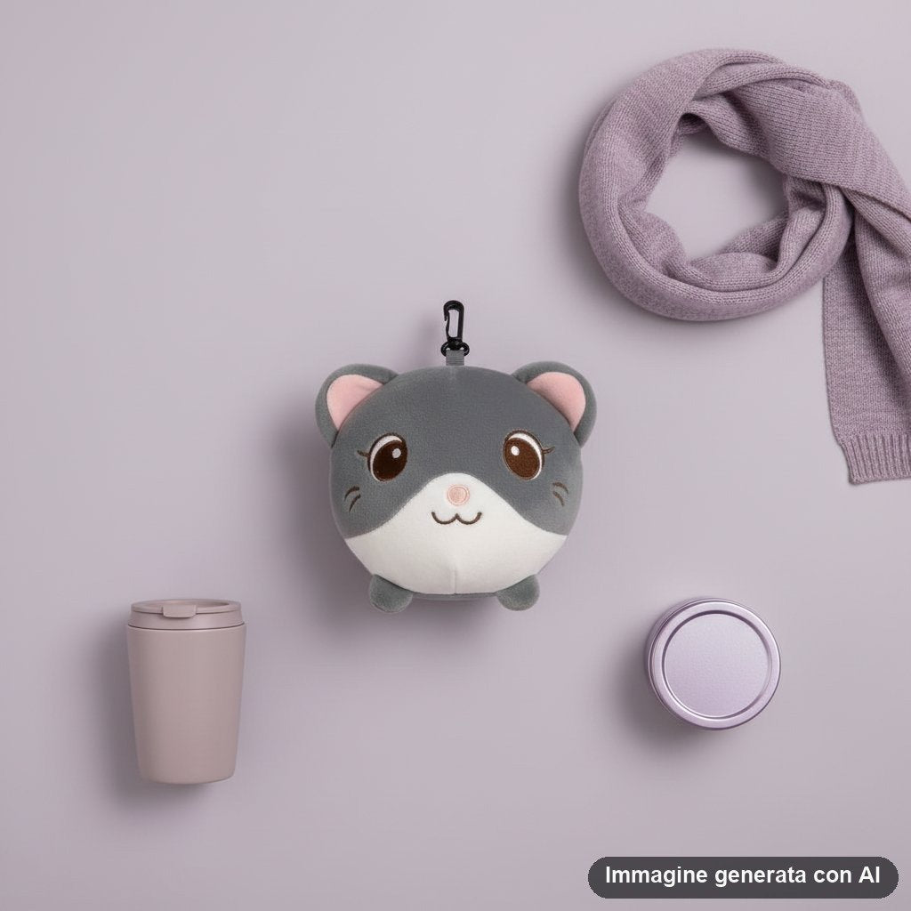 CUSCINO DA VIAGGIO CON MASCHERA GATTO