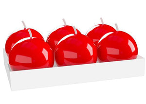 SET 6 CANDELE SFERA ROSSO LACCATO