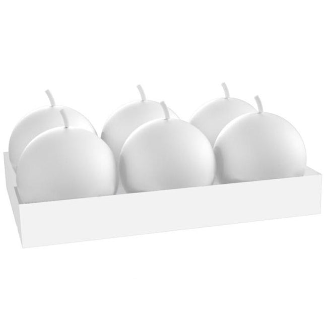 SET 6 CANDELE SFERA BIANCO OPACO
