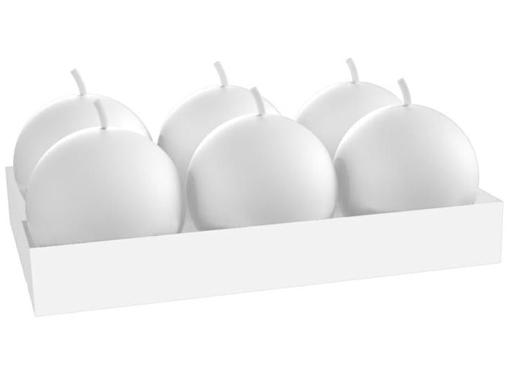 SET 6 CANDELE SFERA BIANCO OPACO