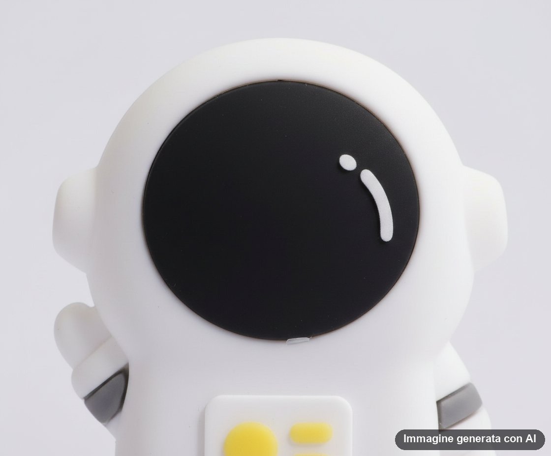 Tre correttori a nastro a forma di astronauta bianco con elmetto trasparente blu e nero, con dettagli gialli, in confezione s