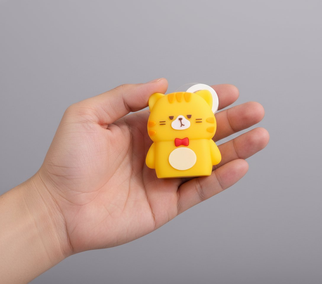 Confezione di correttori a nastro con tre gattini kawaii in giallo, grigio e nero con fiocchetti, esposti in scatola blu
