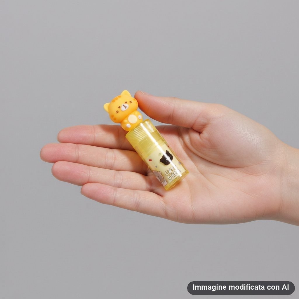 Set di 24 gomme per cancellare a forma di gatto kawaii in giallo, grigio, nero e bianco-marrone con design rotante