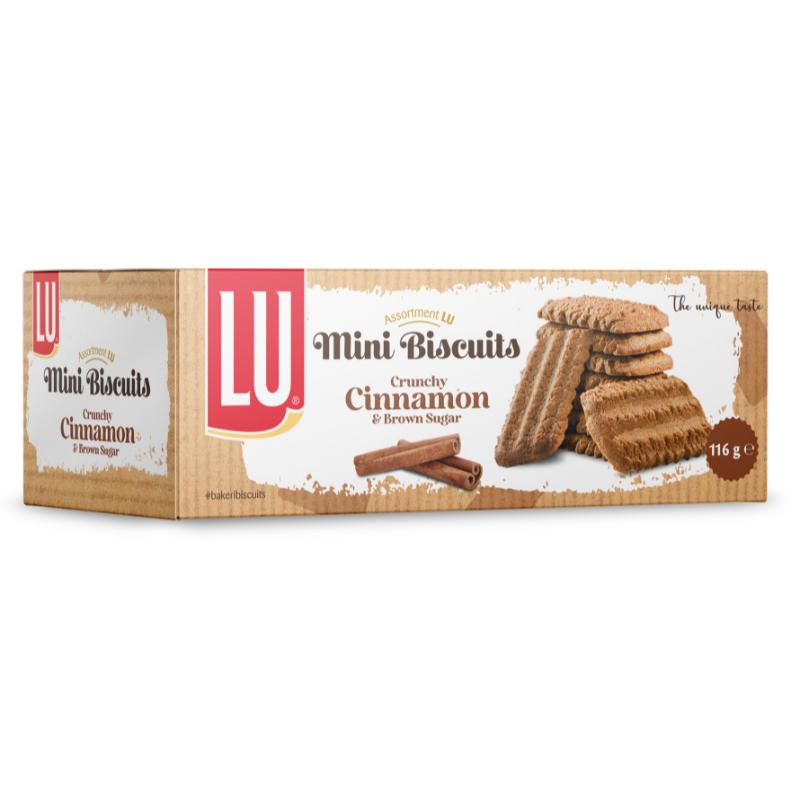 Scatola di mini biscotti croccanti alla cannella e zucchero di canna con stecche di cannella
