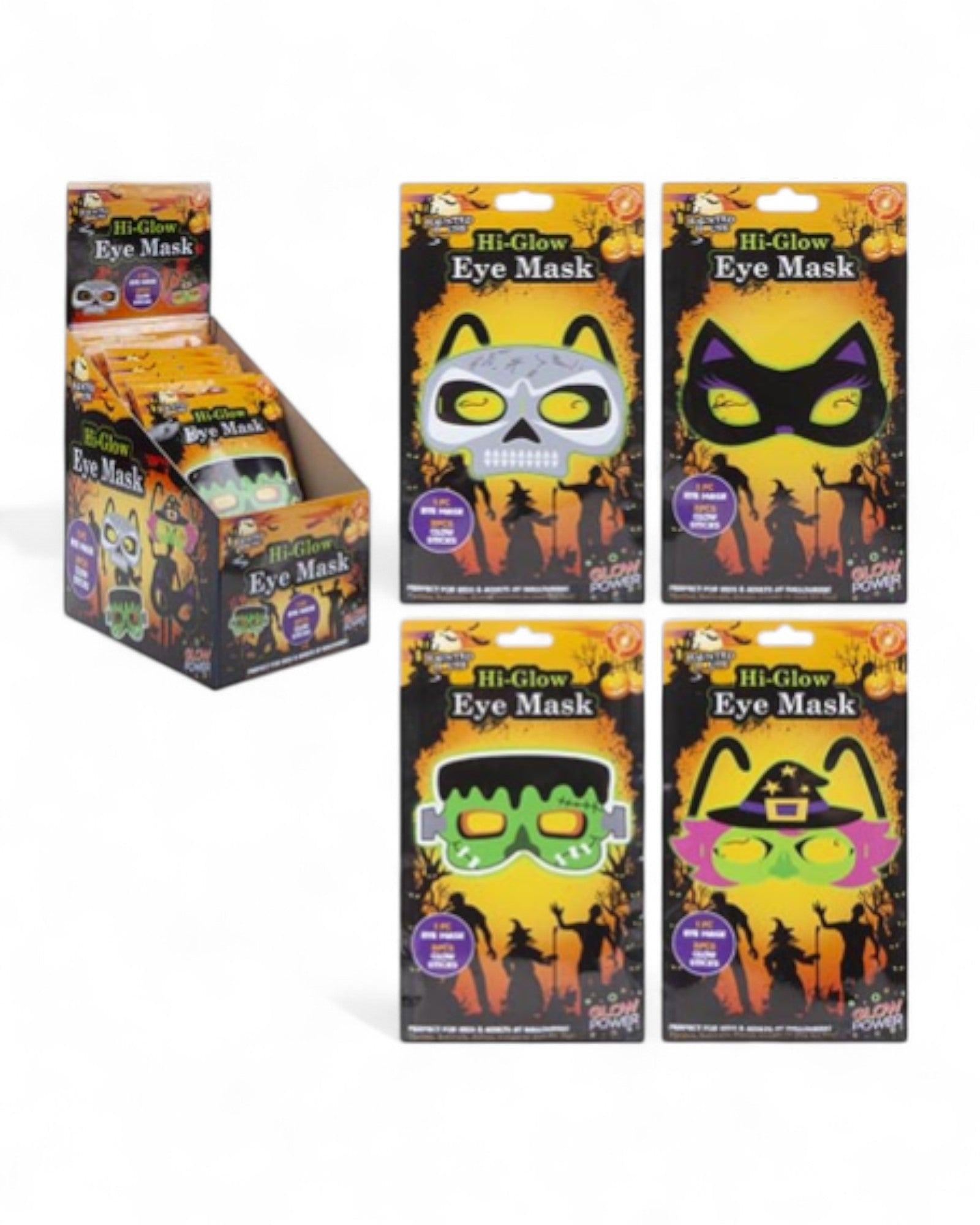 SET 4 MASCHERE  ILLUMINA  AL BUIO HALLOWEEN
