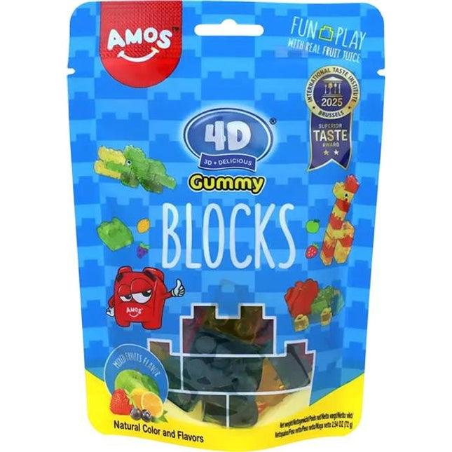 AMOS 4D GUMMY BLOCK FRUTTA MISTA 72 GR. - Willy Be Smart