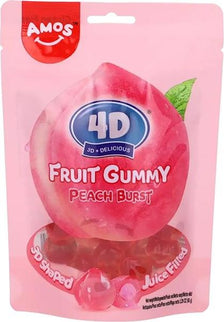 AMOS FRUIT GUMMY JUICY BURST PEACH 65 GR. - Willy Be Smart