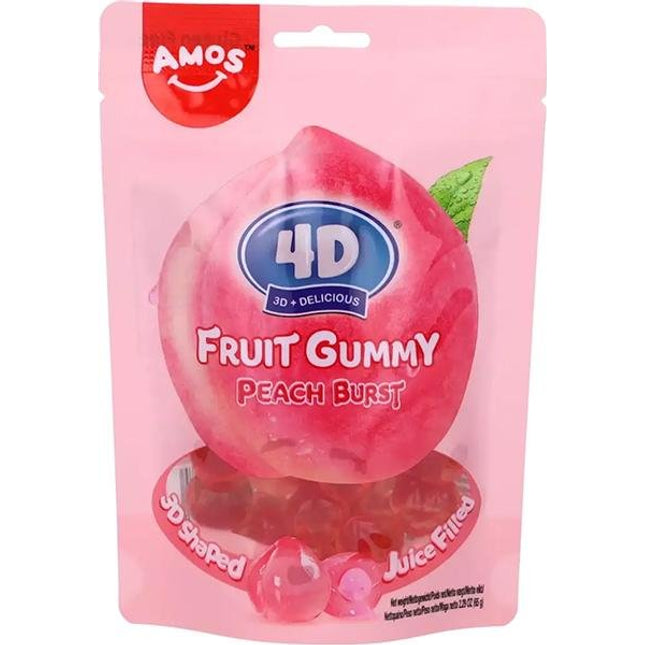 AMOS FRUIT GUMMY JUICY BURST PEACH 65 GR. - Willy Be Smart