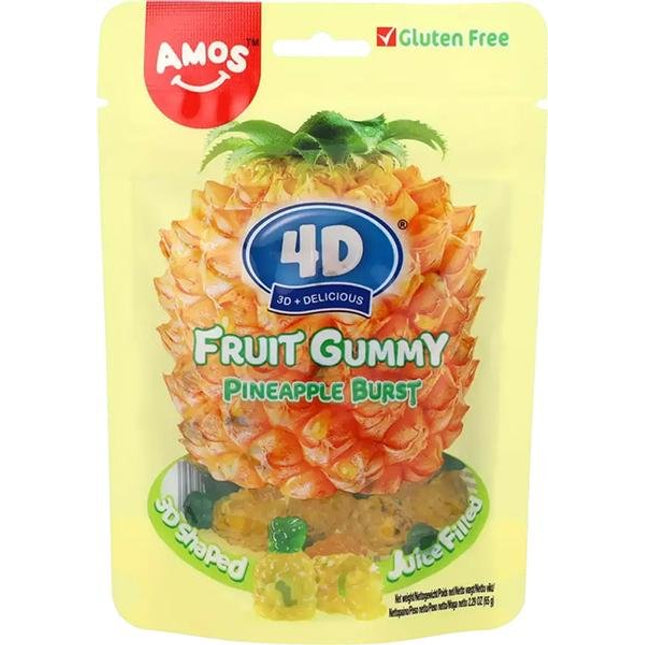 AMOS FRUIT GUMMY JUICY BURST PINEAPPLE 65 GR. - Willy Be Smart