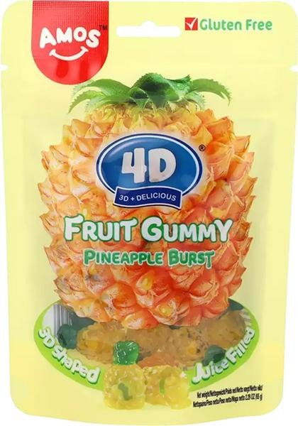 AMOS FRUIT GUMMY JUICY BURST PINEAPPLE 65 GR. - Willy Be Smart