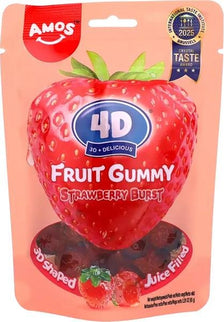 AMOS FRUIT GUMMY JUICY BURST STRAWBERRY 65 GR. - Willy Be Smart
