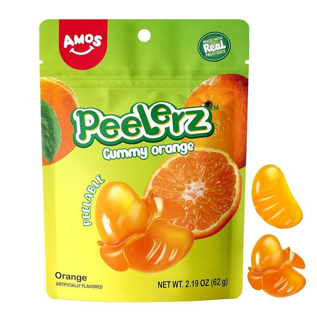 AMOS PEELERZ GUMMY CANDY ORANGE 65 GR. - Willy Be Smart