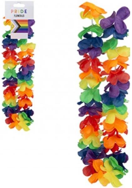 Corona fiori arcobaleno Pride con fiori multicolori rossi, arancioni, gialli, verdi, blu e viola