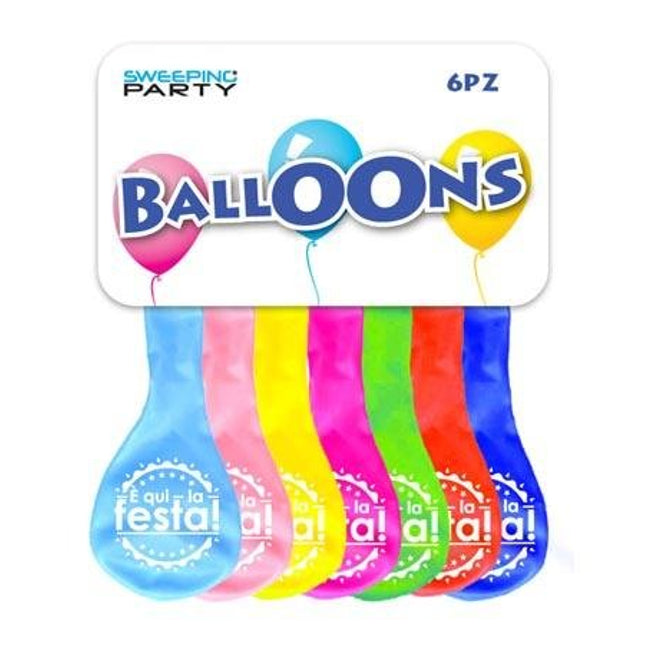 PALLONCINI E' QUI LA FESTA ASSORTITO 6PZ - Willy Be Smart
