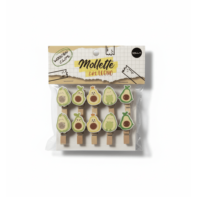 SET 10 MOLLETTE LEGNO AVOCADO - Willy Be Smart