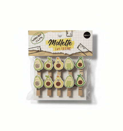 SET 10 MOLLETTE LEGNO AVOCADO - Willy Be Smart