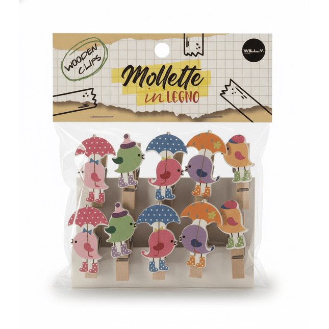 SET 10 MOLLETTE LEGNO UMBRELLA - Willy Be Smart