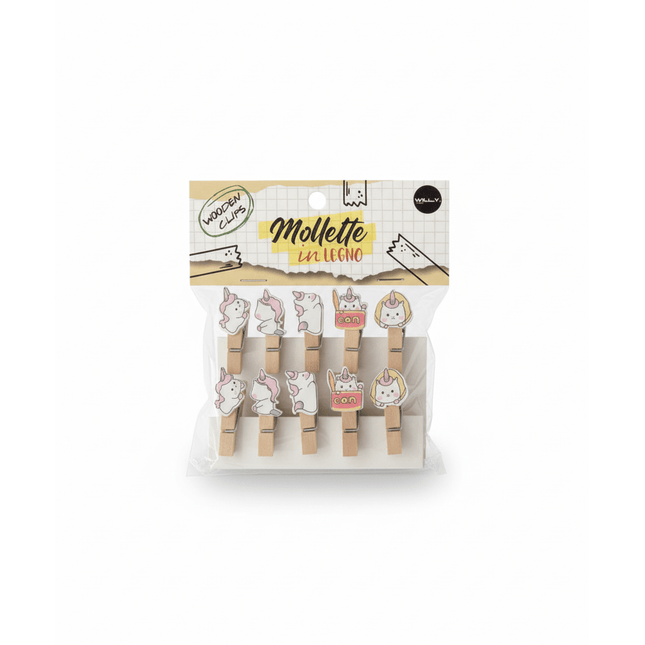SET 10 MOLLETTE LEGNO UNICORN - Willy Be Smart