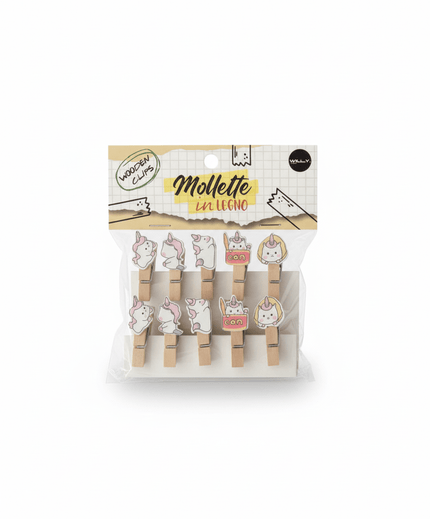 SET 10 MOLLETTE LEGNO UNICORN - Willy Be Smart
