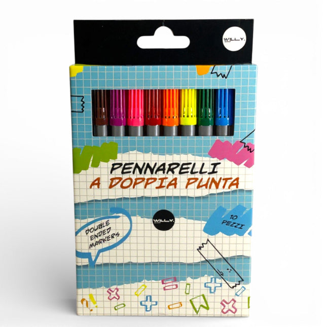 SET 10 PENNARELLI PUNTA DOPPIA - Willy Be Smart