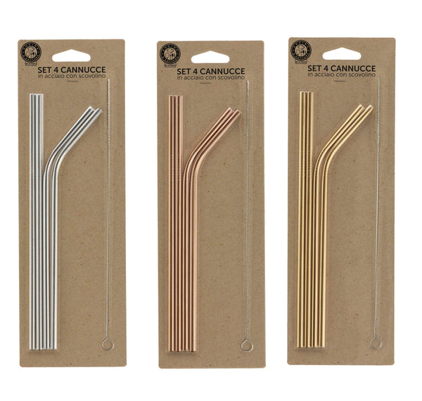 SET 4 CANNUCCE CON SCOVOLINO IN METALLO - Willy Be Smart