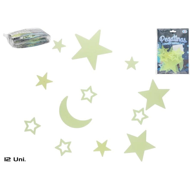 SET DI 12 ADESIVI FLUORESCENTI STELLA - Willy Be Smart