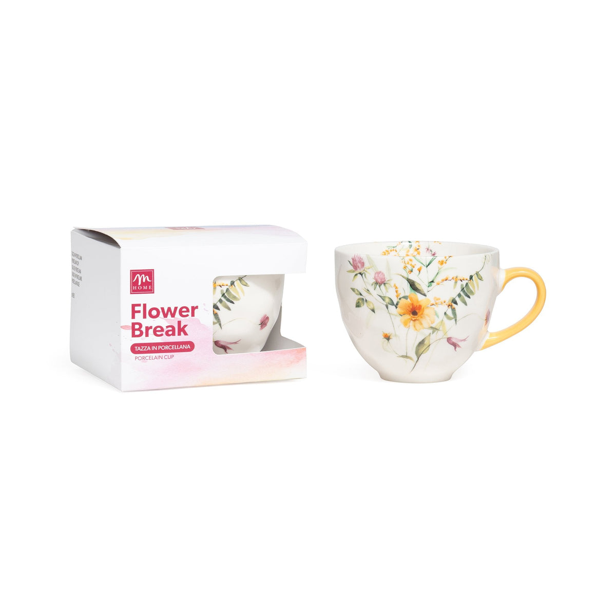 TAZZA FIORI GIALLA IN PORCELLANA 450 ml - Willy Be Smart