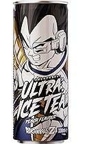 Ultra Ice Tea Dragon Ball Z Vegeta lattina 330ml tè alla pesca con carattere anime su sfondo nero