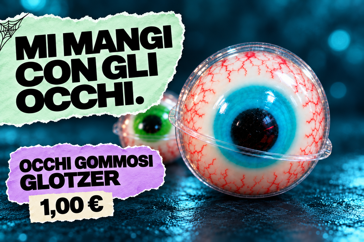 Mi mangi con gli occhi. Occhi gommosi Glotzer, 1 euro.